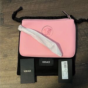 NWT Versace Medusa Pink Leather Clutch